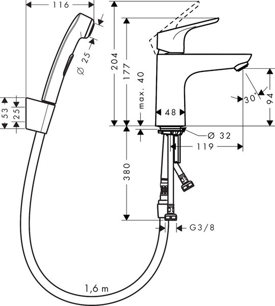 Hansgrohe Focus baterie lavoar cu duș bideu stativ crom 31927000