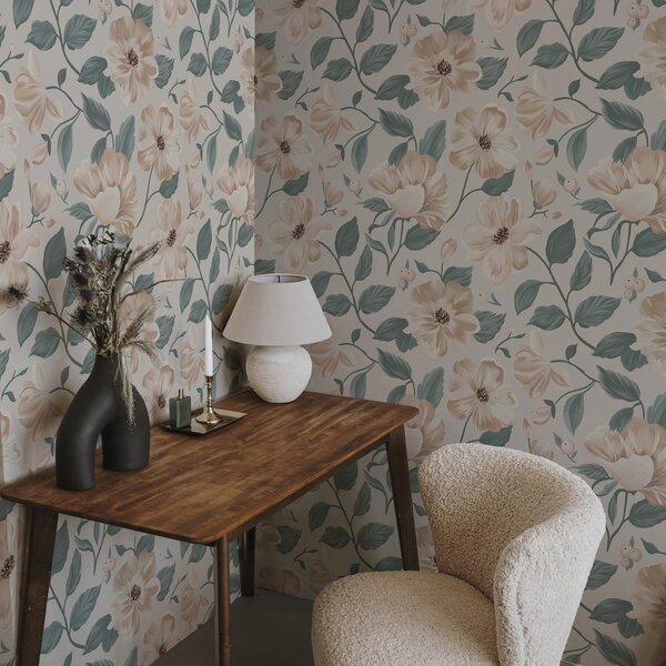 Tapet Aranjament floral delicat în culori pastelate, Tapet stil englezesc, a00043 : Uwalls.ro