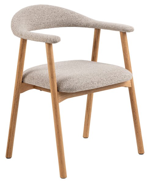 MAZZONI EXPORT ADELE Bej Latte (țesătură Monza 60)/cadru Stejar Natural - SCAUN DIN LEMN BOUCLÉ PENTRU SALON SUFRAGERIE BUCĂTĂRIE RETRO