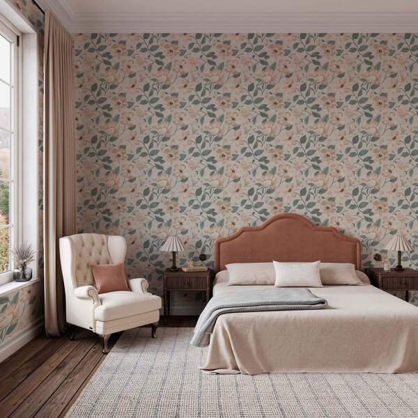 Tapet Aranjament floral delicat în culori pastelate, Tapet stil englezesc, a00043 : Uwalls.ro