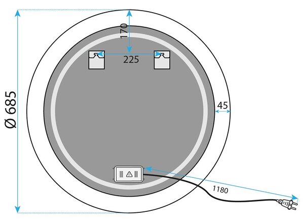 Oglindă de perete LED YH-BL-1 70 cm