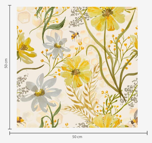 Tapet Compoziție florală strălucitoare în culorile galben, Tapet acuarelă, a00045 : Uwalls.ro