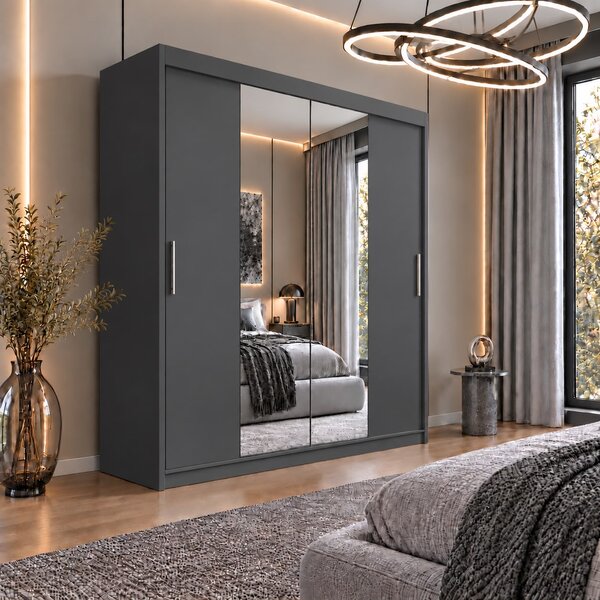 Dressing Alex, 140x60x200cm, cu oglinda, Antracit, Pal 18 mm