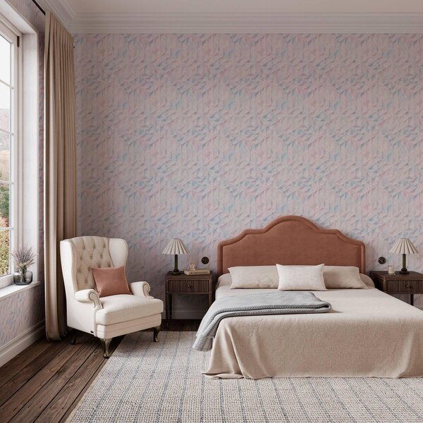 Tapet Modele geometrice abstracte roz și albastru, Tapet pentru copii, Tapet pentru fete, a00050 : Uwalls.ro