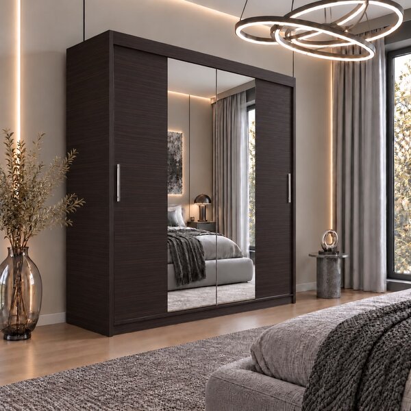 Dressing Alex, 160x60x200cm, cu oglinda, Wenge, Pal 18 mm