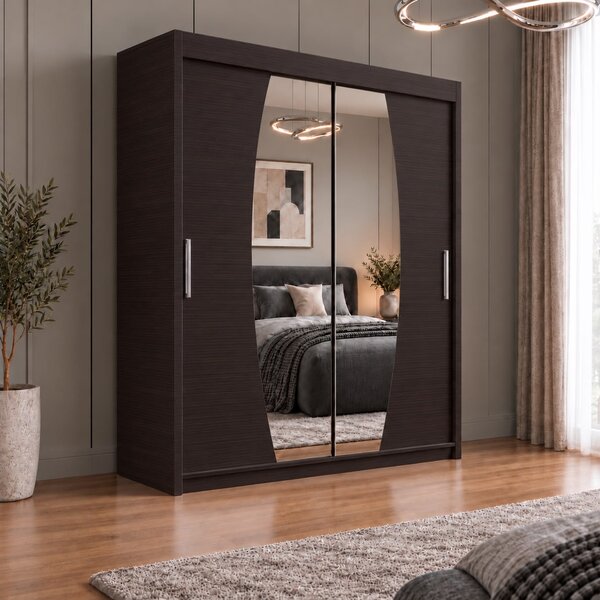 Dressing Cami, 120x60x200cm, cu oglinda, Wenge, Pal 18 mm