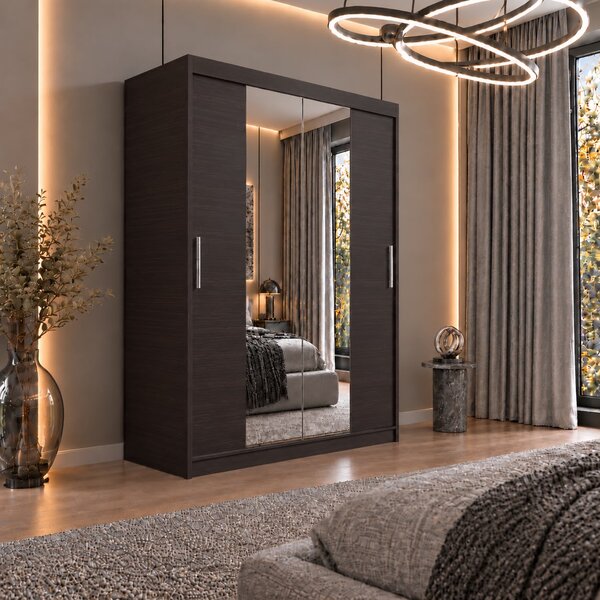 Dressing Alex, 120x60x200cm, cu oglinda, Wenge, Pal 18 mm