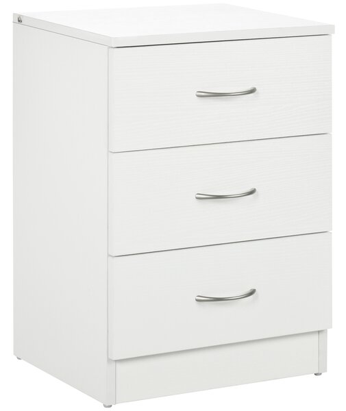 HOMCOM Noptieră pentru Dormitor cu 3 Sertare, 40X35x58 cm, Albă | Aosom Romania