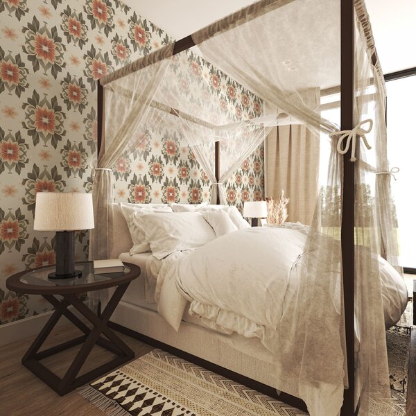 Tapet Model floral abstract pe fundal deschis, Tapet vintage, a00069v1 : Uwalls.ro