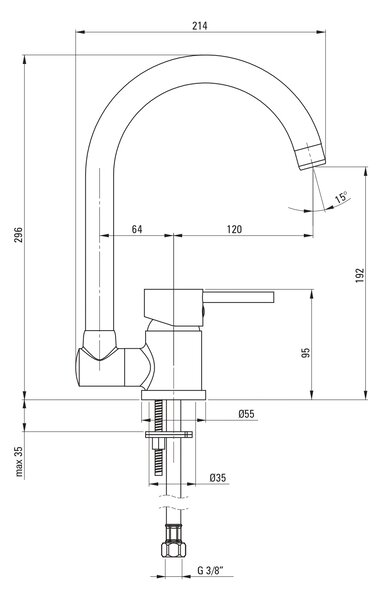 Deante Aster baterie bucătărie pe picior crom BCA_061M