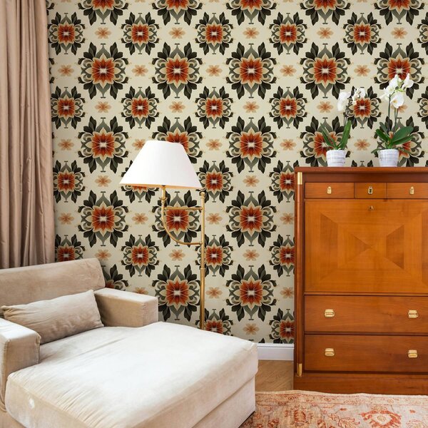Tapet Abstract luminos model floral pe fundal luminos, Tapet vintage, a00069v3 : Uwalls.ro