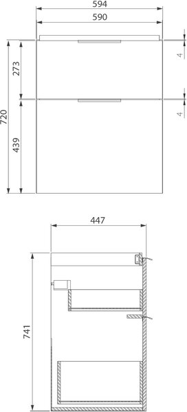 Cersanit City dulap 59.4x44.7x72 cm sub chiuveta pe perete alb S584-017-DSM