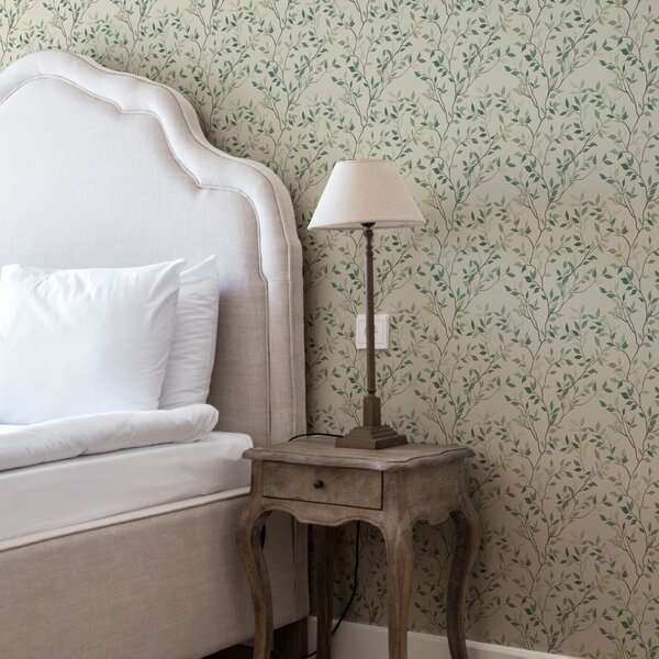 Tapet Creangă delicată răsucită cu frunze, Tapet rustic, a00071 : Uwalls.ro