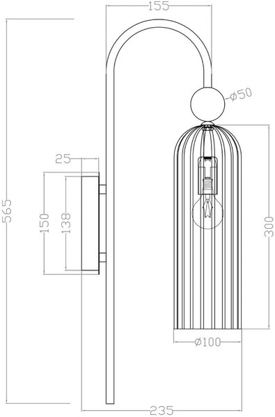 Light Prestige Piega lampă de perete 1x40 W auriu-chihlimbar LP-939/1WAMBER