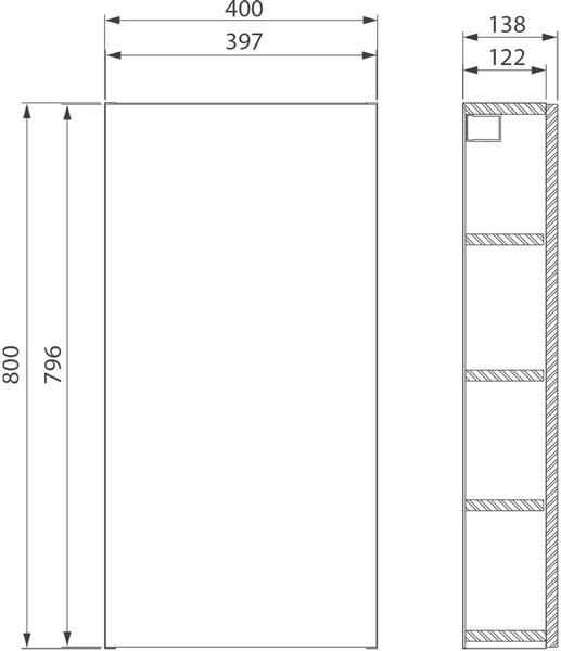 Cersanit City dulap 40x13.8x80 cm laterala pe perete alb S584-020-DSM
