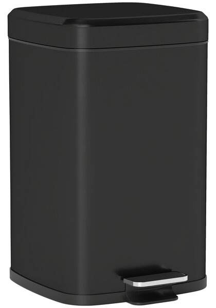 HOMCOM Coș de gunoi dreptunghiular cu pedală 20 L din metal, cu capac, găleată detașabilă, antiamprentă, negru | Aosom Romania