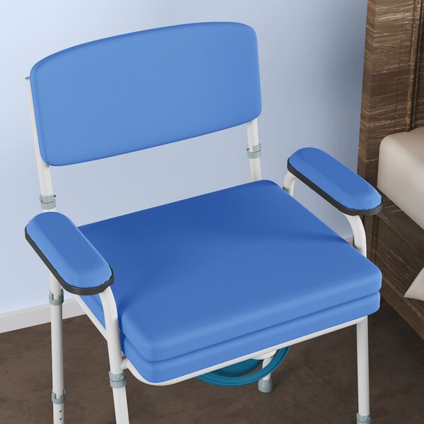 HOMCOM Scaun WC 5 în 1 pentru Vârstnici și Persoane cu Dizabilități, pentru Toaletă și Duș, Reglabil pe Înălțime, cu Recipient Detașabil, Albastru deschis | Aosom Romania