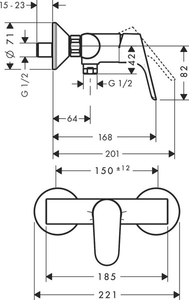 Hansgrohe Focus baterie de duș perete crom 31960000