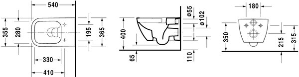 Duravit Happy D.2 vas wc agăţat fără margine alb 2222090000