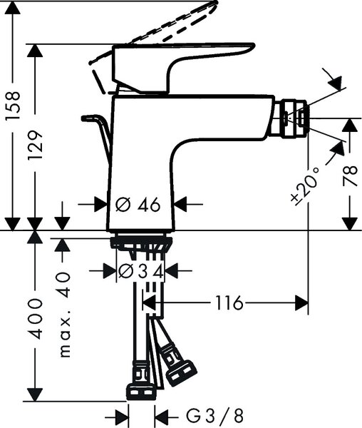 Hansgrohe Talis E baterie bideu stativ auriu 71720990