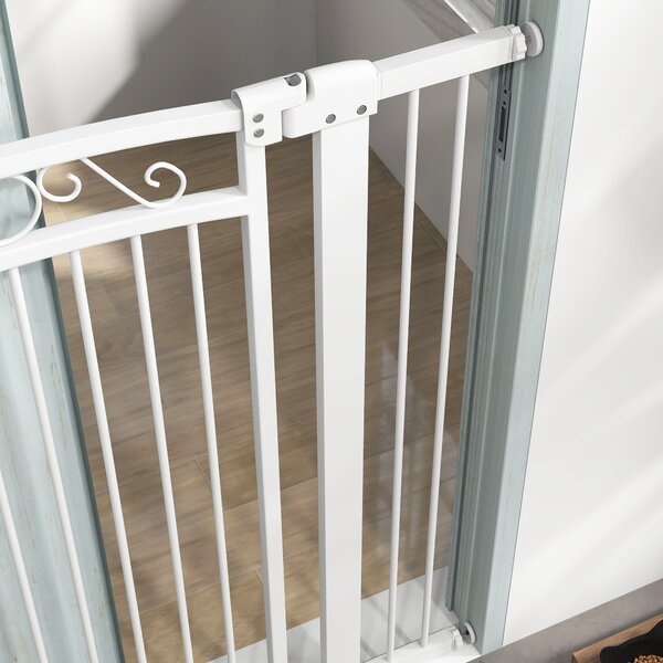PawHut Poartă de siguranță pentru câini de interior, cu 2 extensii, 76-104 cm, pentru hol și scări, albă | Aosom Romania