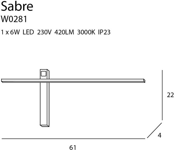 MaxLight Sabre lampă de perete 1x6 W negru W0281