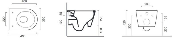Catalano Zero vas wc agăţat fără margine alb lucios 0111460001