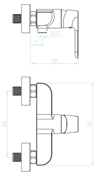Kuchinox Dima baterie de duș perete crom BQD040D