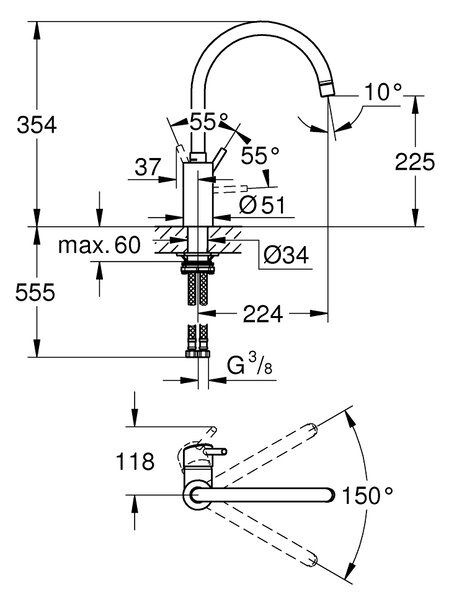 Grohe Concetto baterie bucătărie pe picior SuperSteel 32661DC3