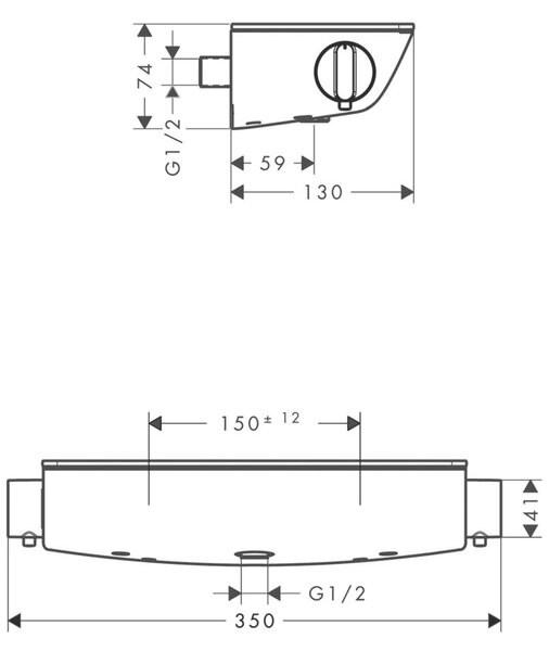 Hansgrohe Ecostat baterie de duș perete cu termostat crom 13161000
