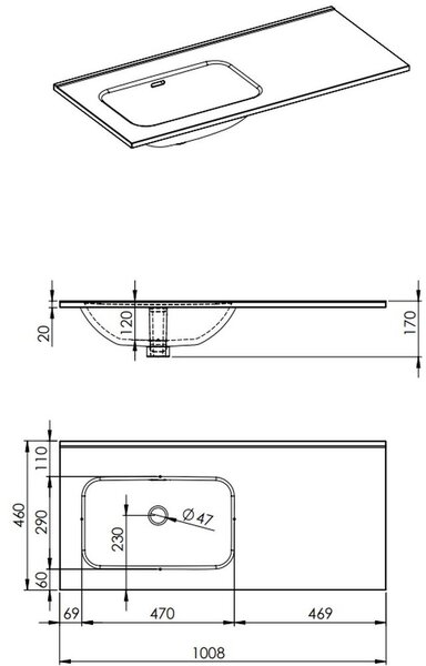 Elita Skappa lavoar 100.8x46 cm dreptunghiular mobilier alb luciu RE041001068060