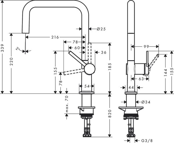 Hansgrohe Talis M54 baterie bucătărie pe picior crom 72806000