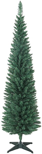 HOMCOM Brad de Crăciun artificial slim 180 cm cu 321 de ramuri, aspect de brad, cu bază din plastic, verde | Aosom Romania