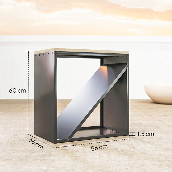 Outsunny Suport pentru Lemne de Interior 2 în 1, Suport Înălțat cu Separator, pentru Șemineu, 58 x 36 x 60 Cm, Negru | Aosom Romania
