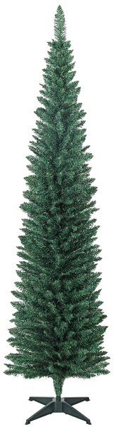 HOMCOM Brad de Crăciun artificial Slim 210 cm cu 401 ramuri, model brad, bază din plastic, verde | Aosom Romania