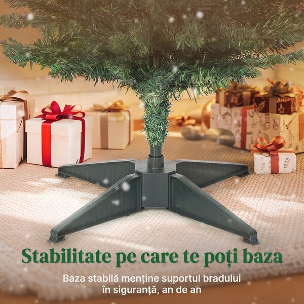HOMCOM Brad de Crăciun artificial Slim 210 cm cu 401 ramuri, model brad, bază din plastic, verde | Aosom Romania