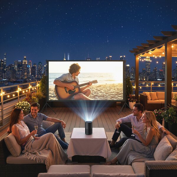 HOMCOM Ecran de Proiecție 120" 4K/8K HD Format 16:9 cu 2 Trepiede Pliabile, Ecran Portabil cu Față Dublă, Unghi Larg de 160°, pentru Cinema Acasă sau Exterior, Alb | Aosom Romania