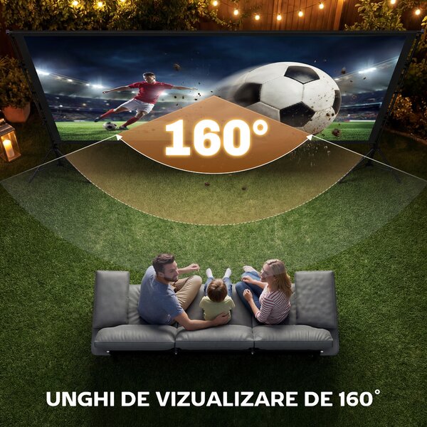 HOMCOM Ecran de Proiecție 120" 4K/8K HD Format 16:9 cu 2 Trepiede Pliabile, Ecran Portabil cu Față Dublă, Unghi Larg de 160°, pentru Cinema Acasă sau Exterior, Alb | Aosom Romania