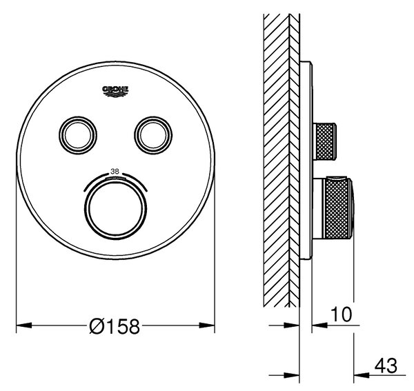 Grohe Grohtherm SmartControl baterie cadă-duș ascuns cu termostat SuperSteel 29119DC0