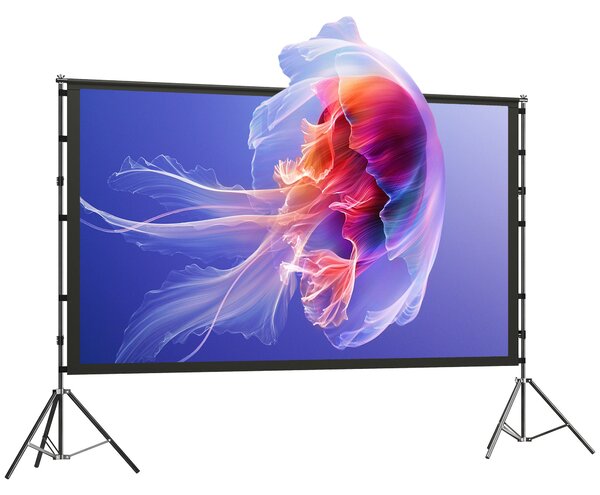 HOMCOM Ecran pentru Proiector de 100" 4K/8K HD, Format 16:9 cu 2 Trepiede Pliabile, Proiecție dublă, Unghi Larg de 160°, pentru Acasă, Cinema, Exterior, Alb | Aosom Romania