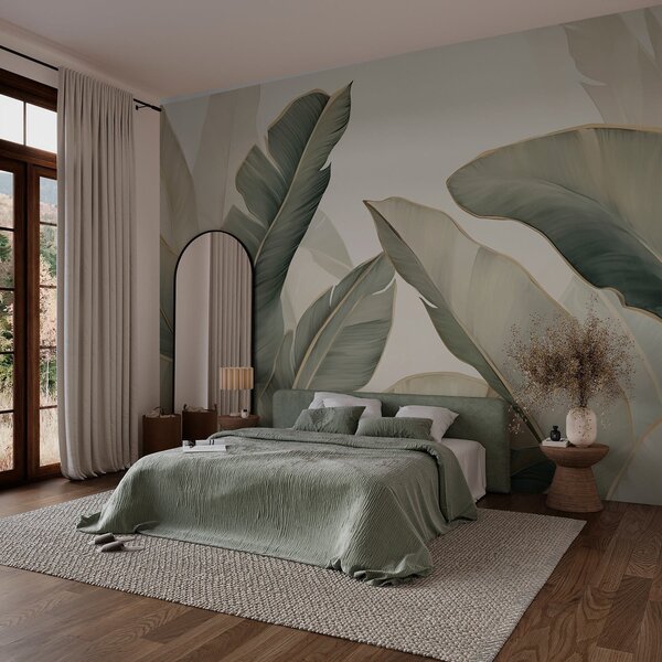 Tapet Frunze tropicale, Fototapet pădure, Fototapet Tropics, w03427 : Uwalls.ro