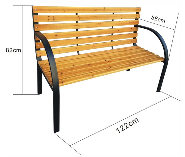 Bancă de grădină Dereck (negru + lemn natural). Promo -18%. 1088104