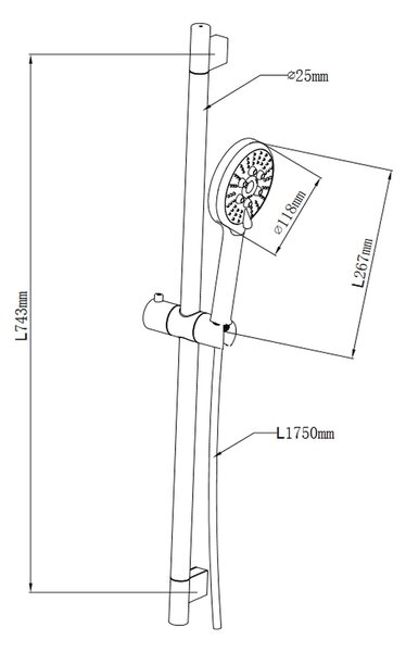 Omnires set de duș perete crom RIBBON-SCR