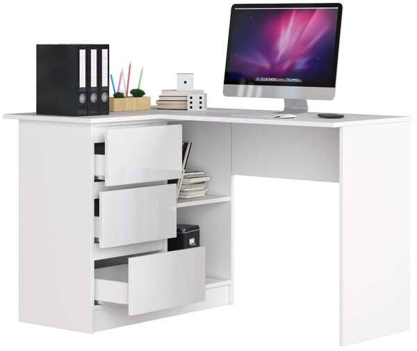 Masă PC de colț Bodhi (Alb + alb lucios) (S). Promo -21%. 1128550