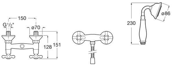 Roca Carmen baterie de duș perete crom A5A204BC00