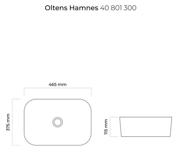 Oltens Hamnes lavoar 46.5x37.5 cm ovale de blat negru mat 40801300