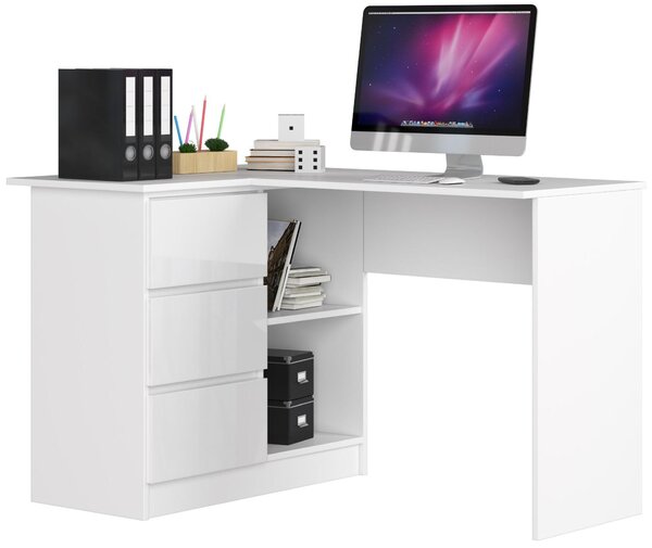 Masă PC de colț Bodhi (Alb + alb lucios) (S). Promo -21%. 1128550