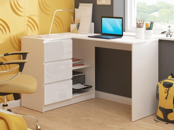 Masă PC de colț Bodhi (Alb + alb lucios) (S). Promo -21%. 1128550