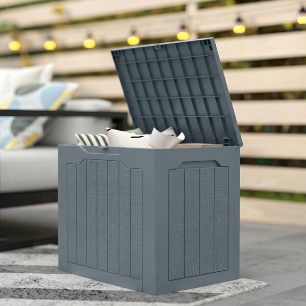 Outsunny Cufăr de Grădină cu Mânere, Container Unelte Impermeabil, 56x41x50 cm, Gri Deschis | Aosom Romania