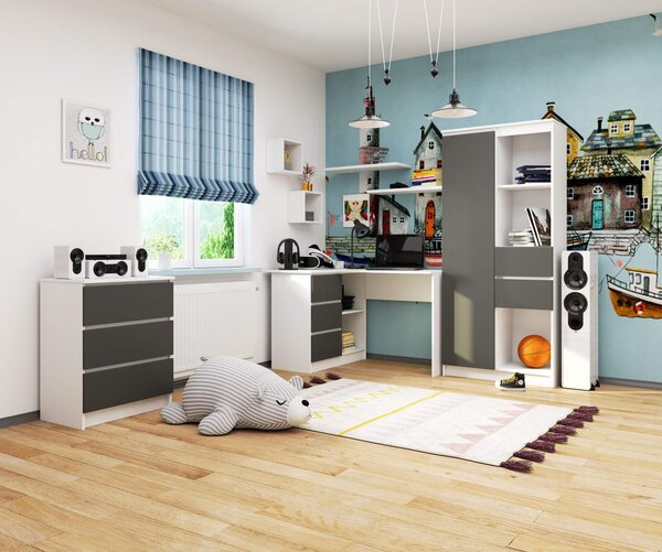 Masă PC de colț Bodhi (Alb + gri) (S). Promo -12%. 1128556